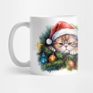 Lazy Exotic Shorthair Cat At Christmas Mug